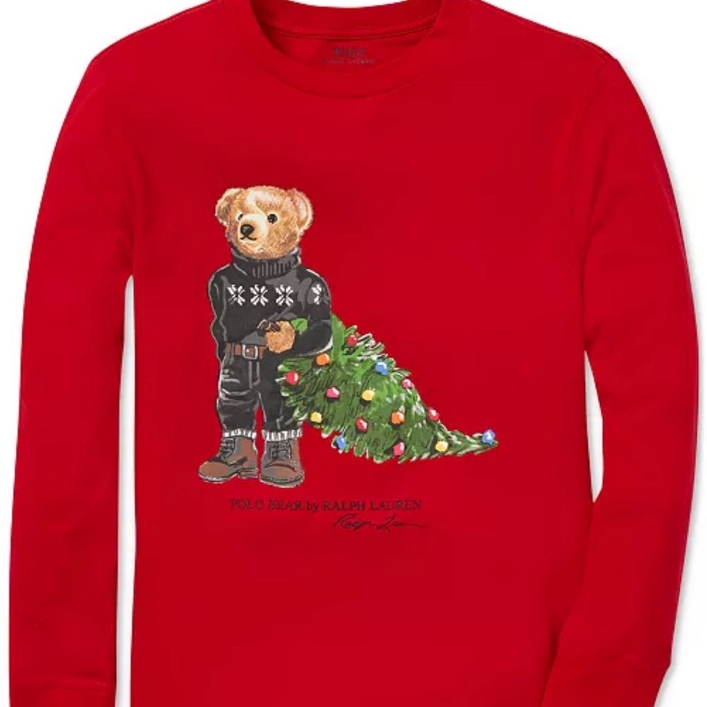 Polo Ralph Lauren Holiday Bear Christmas Tree Long-Sleeve Cotton T-Shirt